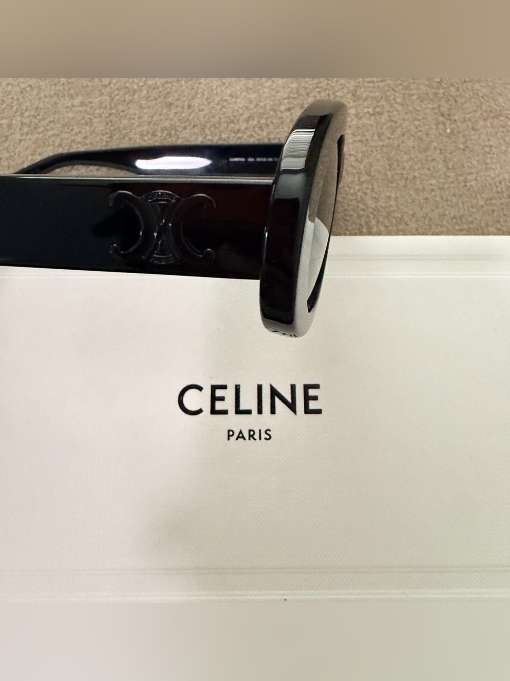 Celine Triomphe Logo Oval Acetate Sunglasses 🕶️ All Black - Picture 5 of 12